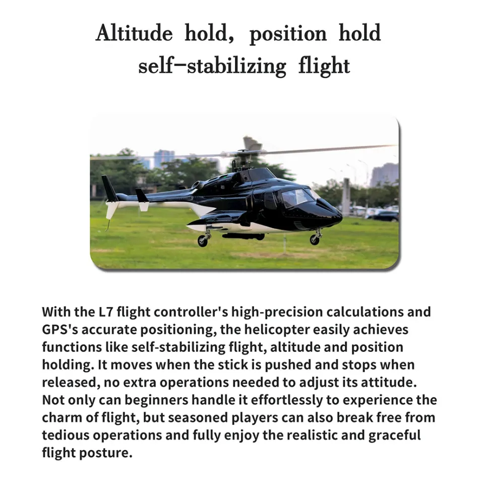 FLISHRC Airwolf Pro FL500 500-Class 6CH Scale RC Helicopter with L7 Flight Controller & 4-Mode GPS, 2.4GHz RTF