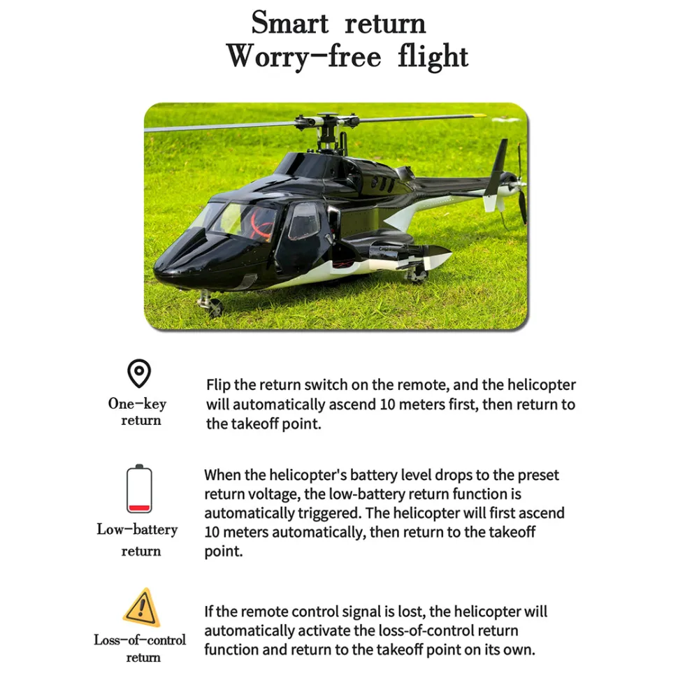 FLISHRC Airwolf Pro FL500 500-Class 6CH Scale RC Helicopter with L7 Flight Controller & 4-Mode GPS, 2.4GHz RTF