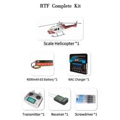 FLISHRC Eurocopter AS350 500-Class RC Helicopter 2.4G 6CH with L7 Flight Controller & 4-Mode GPS Positioning – RTF Version