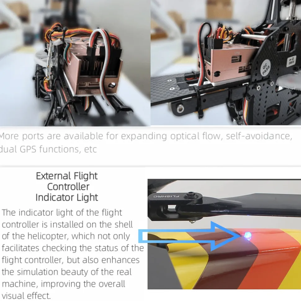 FLISHRC Eurocopter AS350 500-Class RC Helicopter 2.4G 6CH with L7 Flight Controller & 4-Mode GPS Positioning – RTF Version