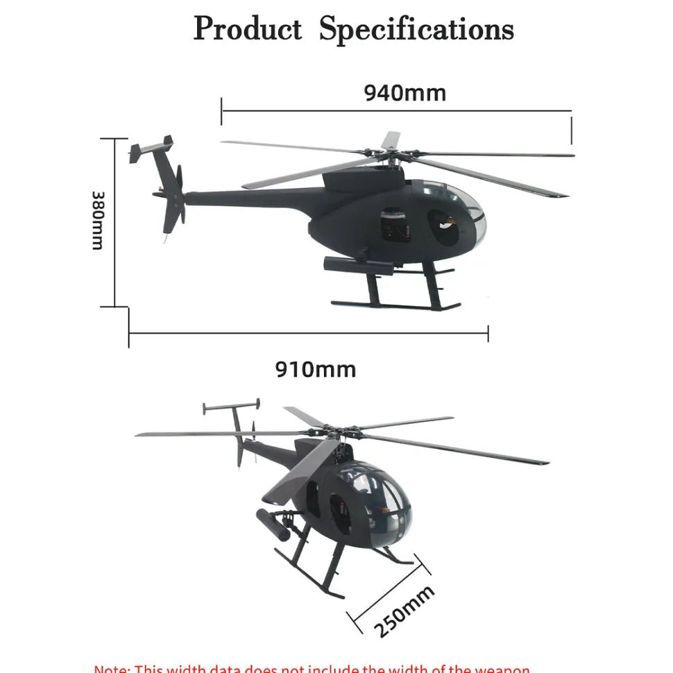 FLISHRC FL500 AH-6 Little Bird 500-Class 2.4G 6CH Scale RC Helicopter Model with L7 Flight Controller and 4-Mode Positioning GPS RTF