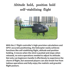 FLISHRC FL500 AH-6 Little Bird 500-Class 2.4G 6CH Scale RC Helicopter Model with L7 Flight Controller and 4-Mode Positioning GPS RTF