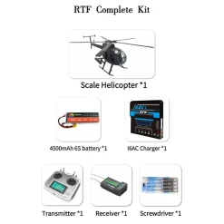 FLISHRC FL500 AH-6 Little Bird 500-Class 2.4G 6CH Scale RC Helicopter Model with L7 Flight Controller and 4-Mode Positioning GPS RTF