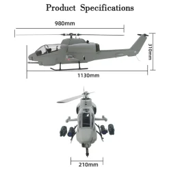 FLISHRC FL500 Bell AH-1 Cobra 500-Class 2.4GHz 6CH Scale RC Helicopter with L7 Flight Controller, 4-Mode GPS Positioning, Realistic Cockpit – RTF Remote Control Helicopter
