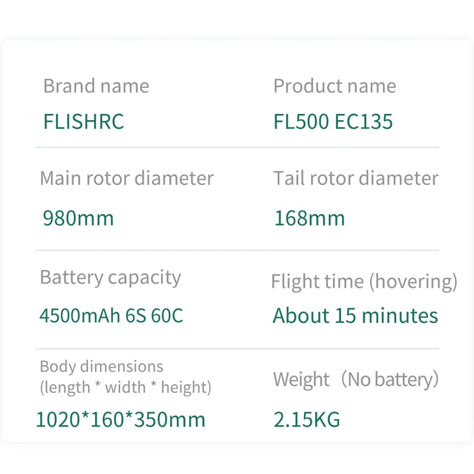 FLISHRC FL500 EC135 500-Class 2.4GHz 6CH Scale RC Helicopter – L7 Flight Controller & 4-Mode GPS Precision Positioning (RTF)