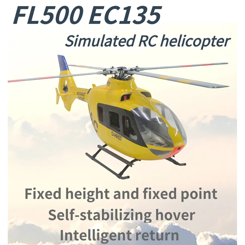 FLISHRC FL500 EC135 500-Class 2.4GHz 6CH Scale RC Helicopter – L7 Flight Controller & 4-Mode GPS Precision Positioning (RTF)