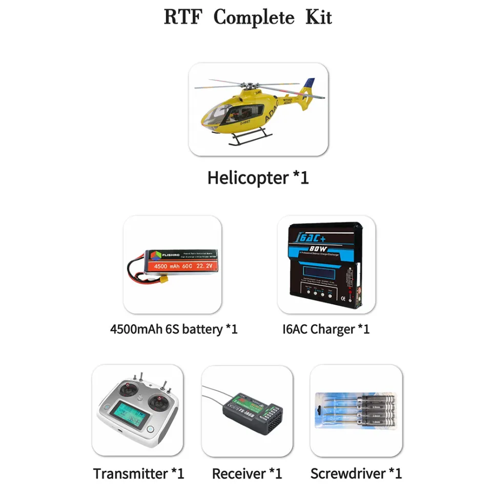 FLISHRC FL500 EC135 500-Class 2.4GHz 6CH Scale RC Helicopter – L7 Flight Controller & 4-Mode GPS Precision Positioning (RTF)
