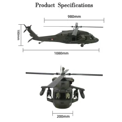 FLISHRC FL500 HH-60 Jayhawk Coast Guard 500-Class 2.4GHz 6CH Scale RC Helicopter with L7 Flight Controller, 4-Mode GPS Positioning, Realistic Cockpit – RTF Remote Control Helicopter