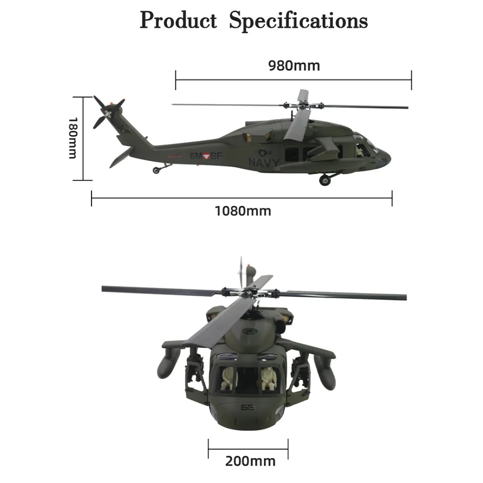 FLISHRC FL500 HH-60 Jayhawk Coast Guard 500-Class 2.4GHz 6CH Scale RC Helicopter with L7 Flight Controller, 4-Mode GPS Positioning, Realistic Cockpit – RTF Remote Control Helicopter