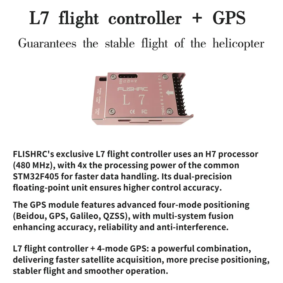 FLISHRC FL500 UH-1 Huey 500-Class 2.4G 6CH Scale RC Helicopter with L7 Flight Controller & 4-Mode GPS Positioning