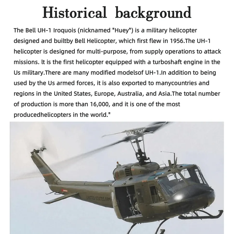 FLISHRC FL500 UH-1 Huey 500-Class 2.4G 6CH Scale RC Helicopter with L7 Flight Controller & 4-Mode GPS Positioning