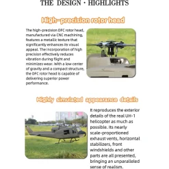 FLISHRC FL500 UH-1 Huey 500-Class 2.4G 6CH Scale RC Helicopter with L7 Flight Controller & 4-Mode GPS Positioning