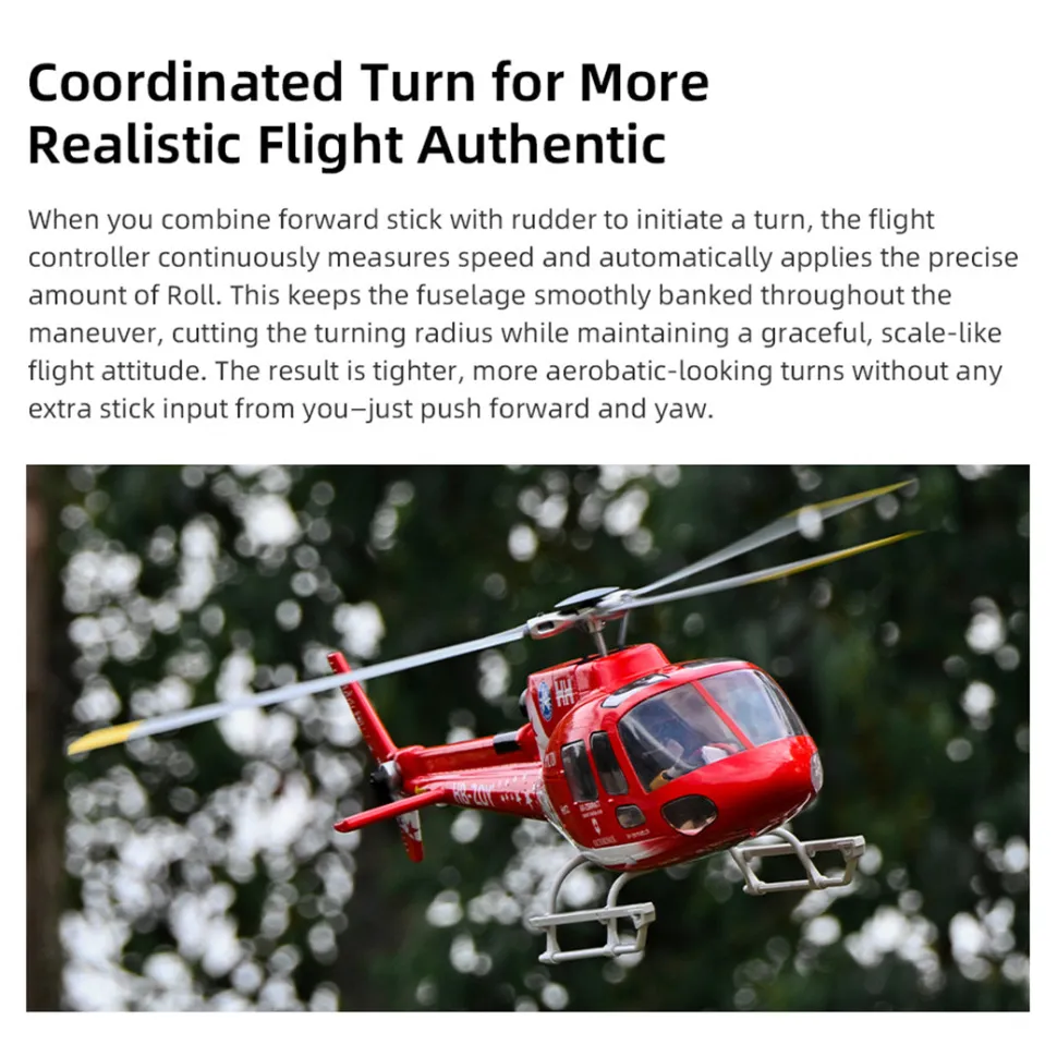 FLYWING AS350 470 Class 2.4G 6CH Quik-Release 3-Rotor Scale RC Military Helicopter Model with ACE Flight Controller, GPS Positioning & Left/Right-Hand Control (RTF Version)