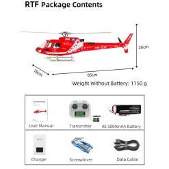 FLYWING AS350 470 Class 2.4G 6CH Quik-Release 3-Rotor Scale RC Military Helicopter Model with ACE Flight Controller, GPS Positioning & Left/Right-Hand Control (RTF Version)