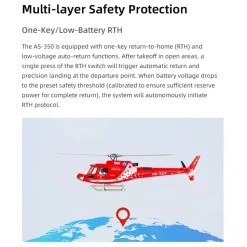 FLYWING AS350 470 Class 2.4G 6CH Quik-Release 3-Rotor Scale RC Military Helicopter Model with ACE Flight Controller, GPS Positioning & Left/Right-Hand Control (RTF Version)