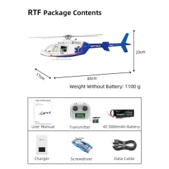 FLYWING BELL-407 470 Size 2.4G 6CH Military RC Helicopter Model With ACE Flight Controller, GPS, Quick Release Rotors and Adjustable Left/Right-Handed Controls (RTF Version)