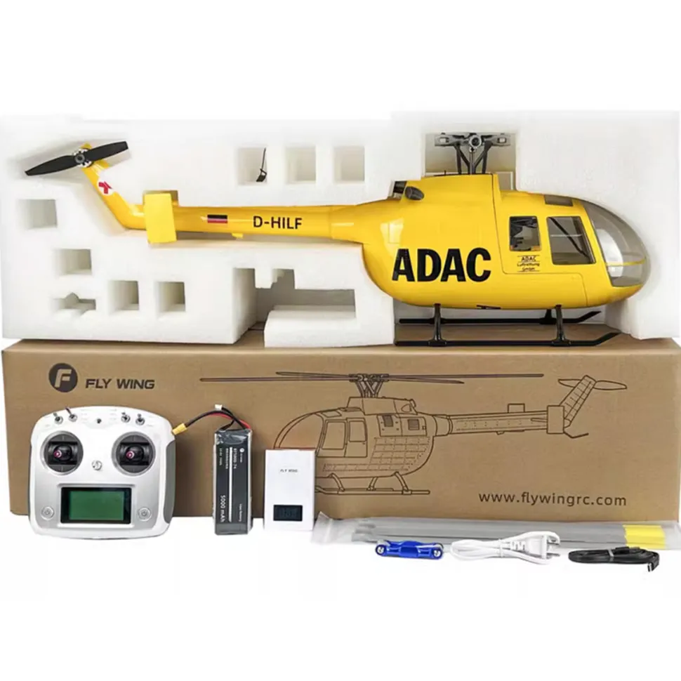 FLYWING BO105 470 Size 2.4G 6CH Military RC Helicopter With H1 Flight Controller,GPS and Adjustable Left/Right-Handed Controls