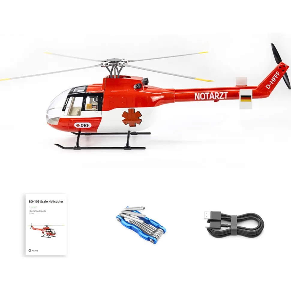 FLYWING BO105 470 Size 2.4G 6CH Military RC Helicopter With H1 Flight Controller,GPS and Adjustable Left/Right-Handed Controls