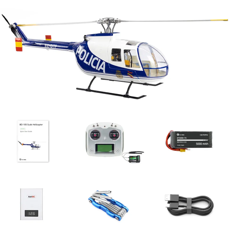 FLYWING BO105 470 Size 2.4G 6CH Military RC Helicopter With H1 Flight Controller,GPS and Adjustable Left/Right-Handed Controls