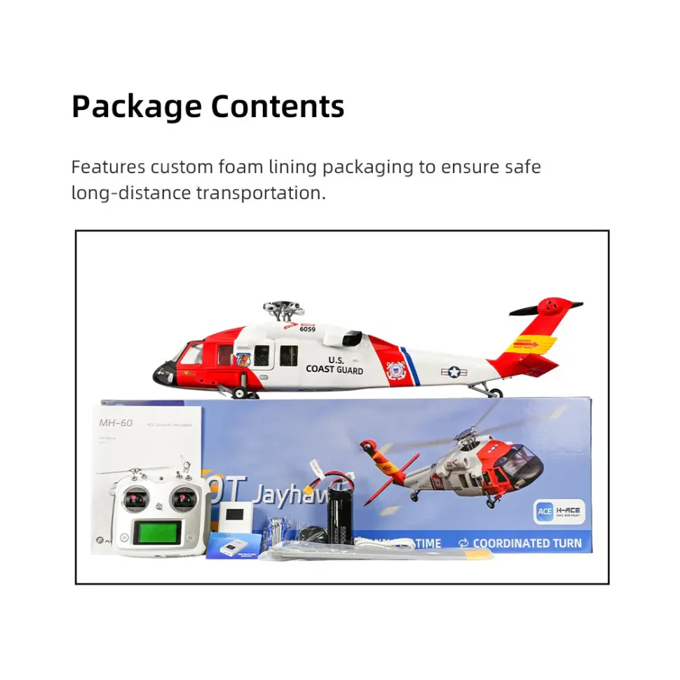 FLYWING MH-60T 2.4G 6CH 470-Class Quick-Release 4-Rotor Scale RC Military Helicopter Model with ACE Flight Controller, GPS Positioning & Left/Right-Hand Control