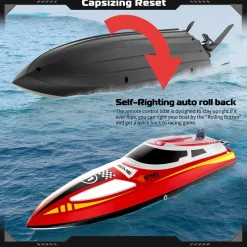 2.4GHz Remote Control Speedboat - 30KM/H High-Speed Electric Racing Boat with LED Night Lights