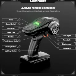 2.4GHz Remote Control Speedboat - 30KM/H High-Speed Electric Racing Boat with LED Night Lights