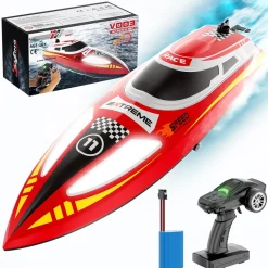2.4GHz Remote Control Speedboat - 30KM/H High-Speed Electric Racing Boat with LED Night Lights