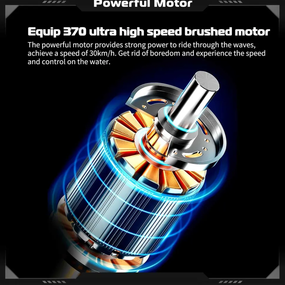 2.4GHz Remote Control Speedboat - 30KM/H High-Speed Electric Racing Boat with LED Night Lights