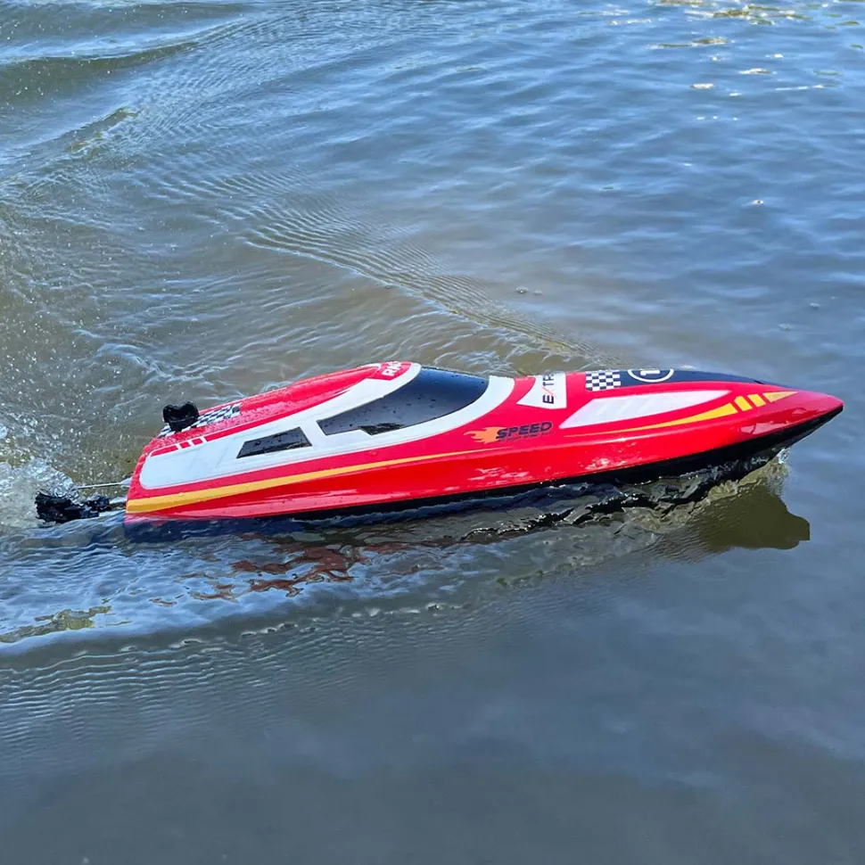 2.4GHz Remote Control Speedboat - 30KM/H High-Speed Electric Racing Boat with LED Night Lights