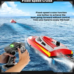 2.4GHz Remote Control Speedboat - 30KM/H High-Speed Electric Racing Boat with LED Night Lights