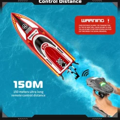 2.4GHz Remote Control Speedboat - 30KM/H High-Speed Electric Racing Boat with LED Night Lights
