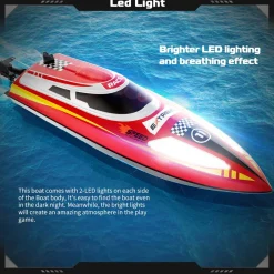 2.4GHz Remote Control Speedboat - 30KM/H High-Speed Electric Racing Boat with LED Night Lights