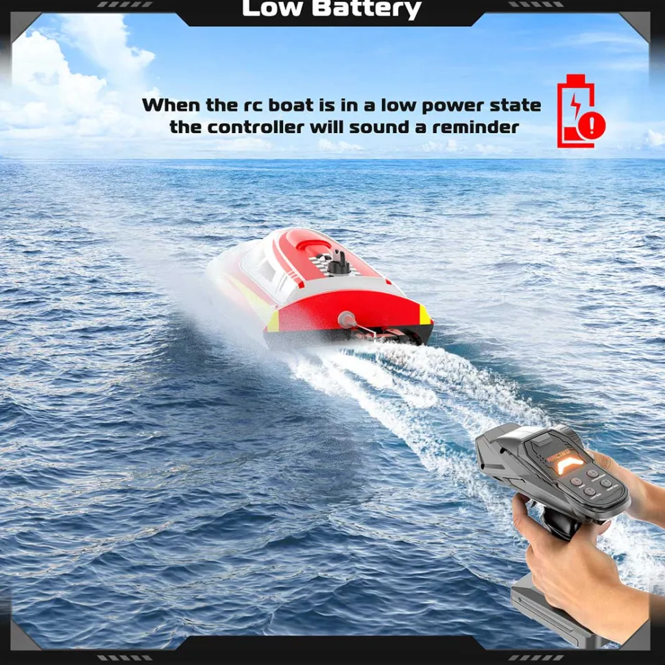 2.4GHz Remote Control Speedboat - 30KM/H High-Speed Electric Racing Boat with LED Night Lights