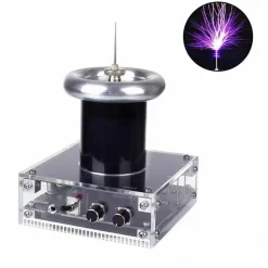 Glow Tesla Coil High Voltage Ion Experiment, Desktop Electric Display with Audio Input
