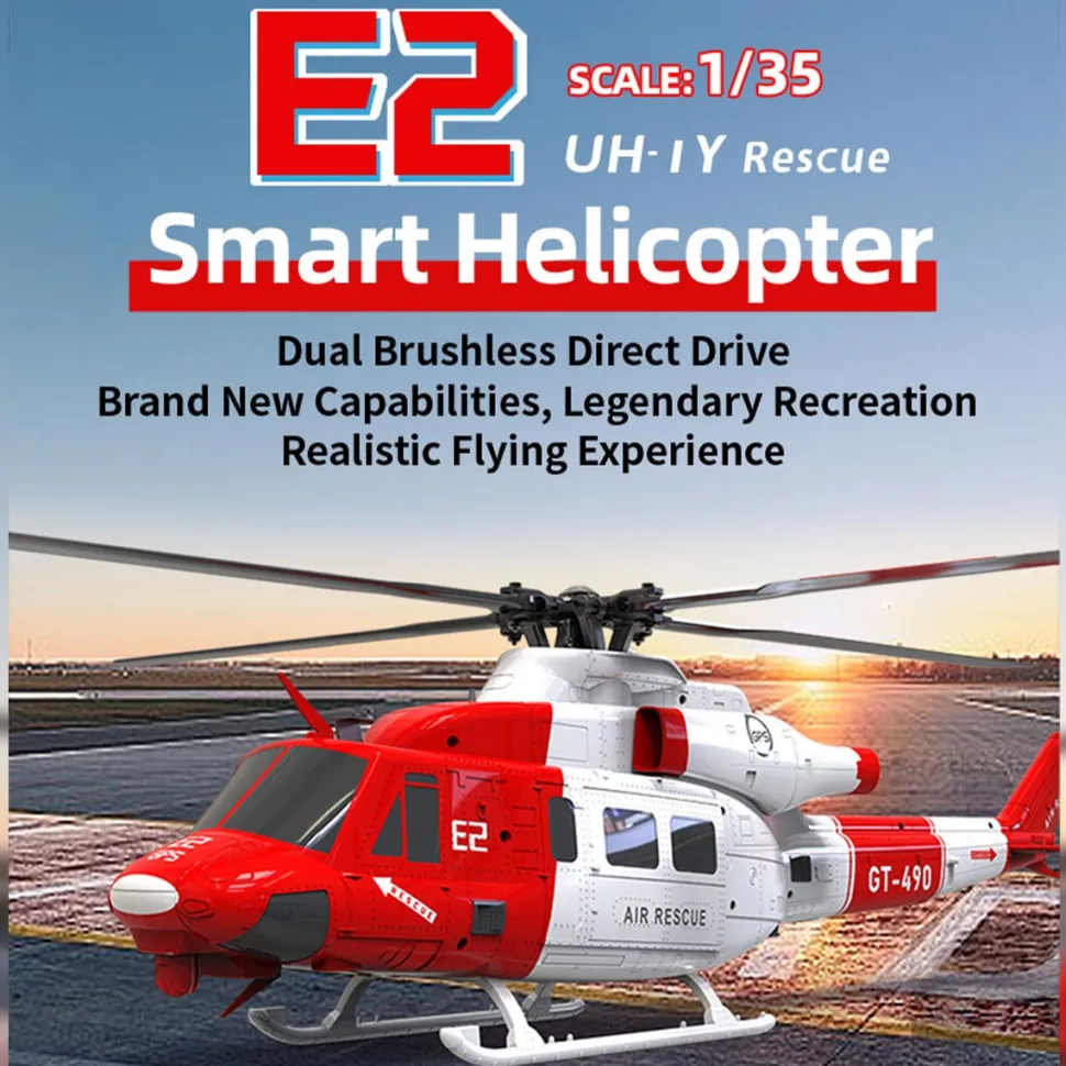 GOOSKY E2 UH-1Y 2.4G 6CH Dual Brushless Direct Drive RC Rescue Simulation Helicopter Model with Lidar positioning