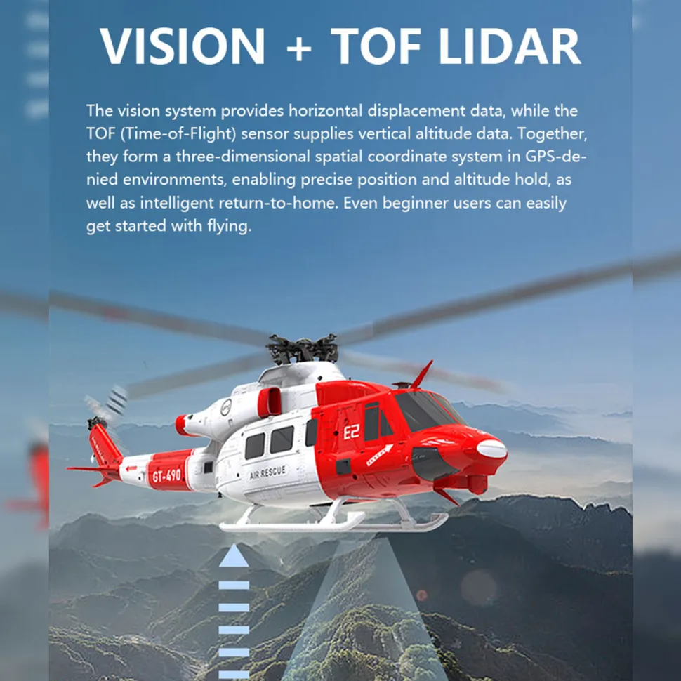 GOOSKY E2 UH-1Y 2.4G 6CH Dual Brushless Direct Drive RC Rescue Simulation Helicopter Model with Lidar positioning
