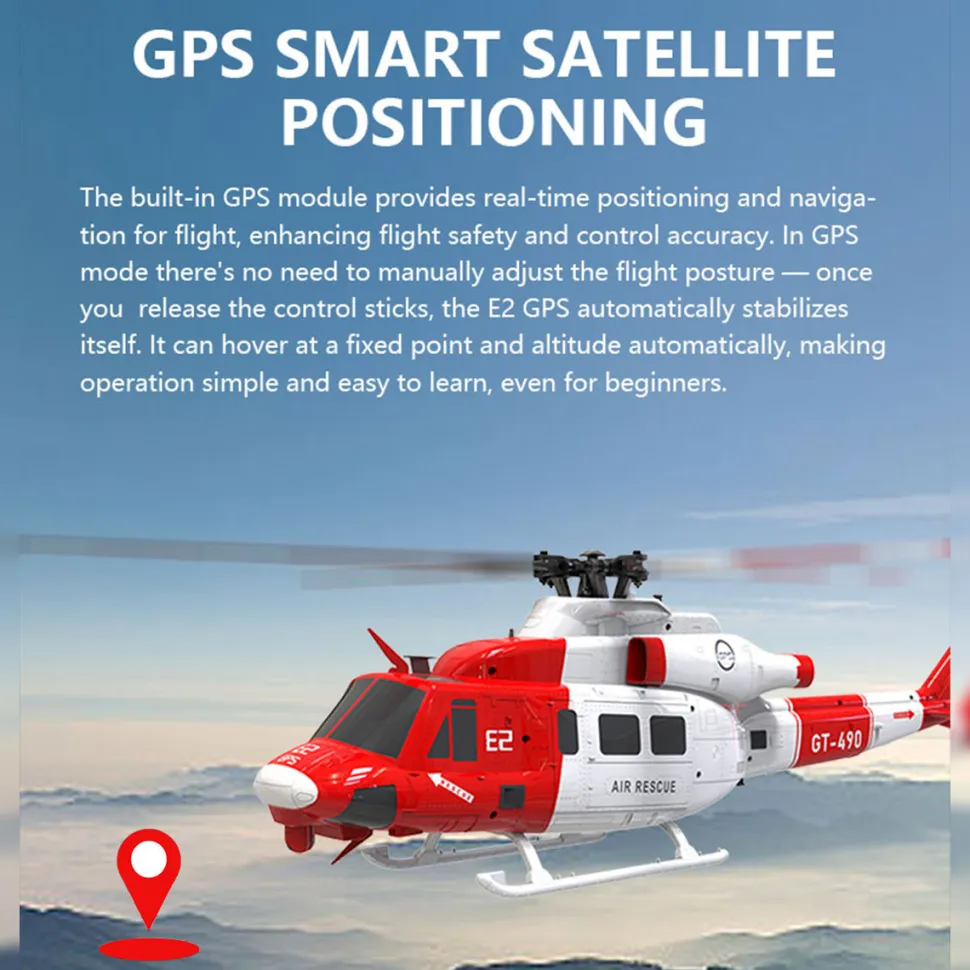 GOOSKY E2 UH-1Y 2.4G 6CH Dual Brushless Direct Drive RC Rescue Simulation Helicopter Model with Lidar positioning