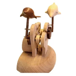 Handcrafted Wooden Dolphin Dynamic Model - Desktop Stress Relief Display
