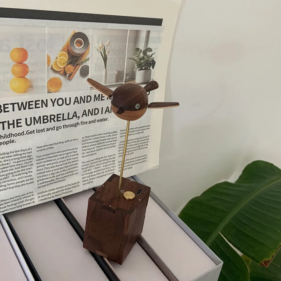 Handcrafted Wooden Long-Tailed Tit Bird Model - Desktop Stress Relief Display