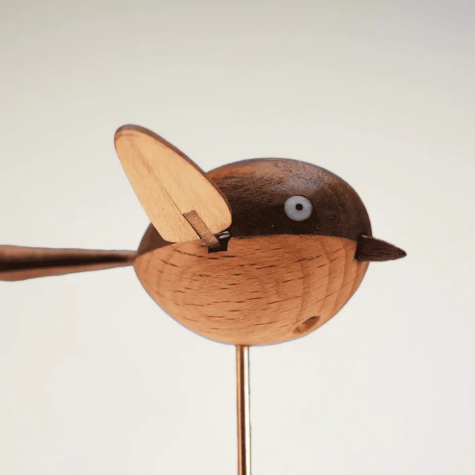 Handcrafted Wooden Long-Tailed Tit Bird Model - Desktop Stress Relief Display
