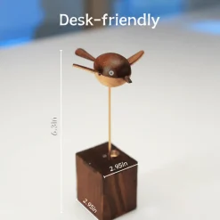 Handcrafted Wooden Long-Tailed Tit Bird Model - Desktop Stress Relief Display