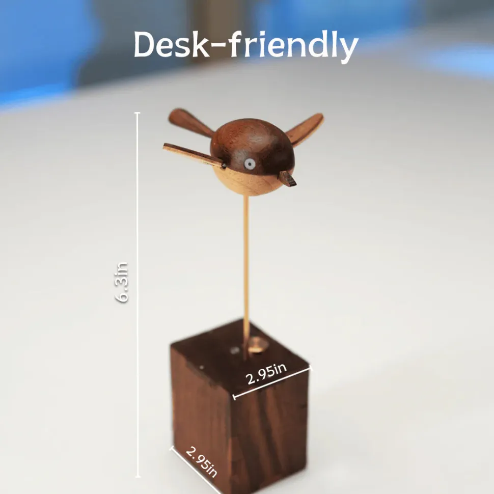 Handcrafted Wooden Long-Tailed Tit Bird Model - Desktop Stress Relief Display