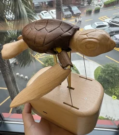Handcrafted Wooden Sea Turtle Dynamic Model- Desktop Stress Relief Display