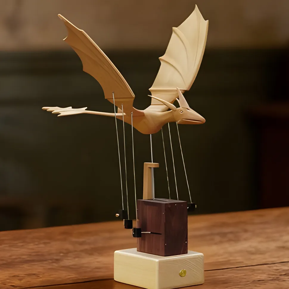 Handcrafted Wooden Western Fire Dragon Dynamic Model - Desktop Stress Relief Display (Non-Music Box)
