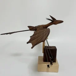 Handcrafted Wooden Western Fire Dragon Dynamic Model - Desktop Stress Relief Display (Non-Music Box)