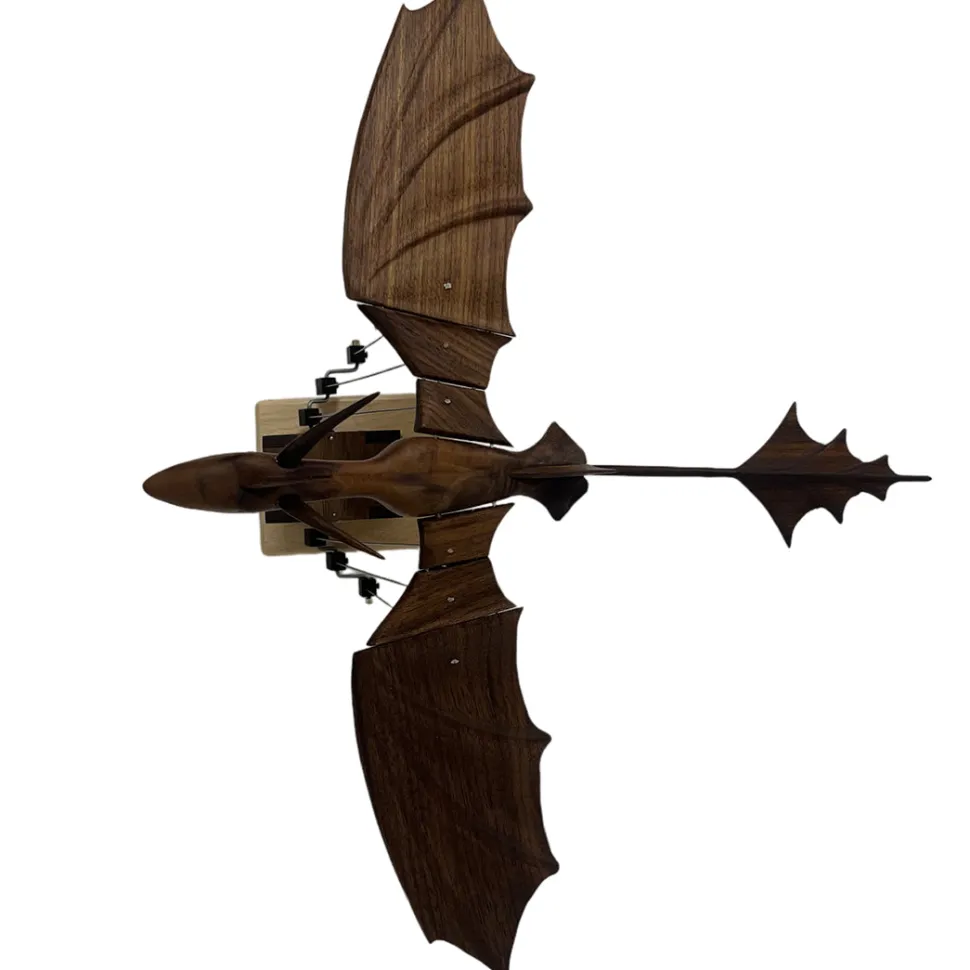Handcrafted Wooden Western Fire Dragon Dynamic Model - Desktop Stress Relief Display (Non-Music Box)