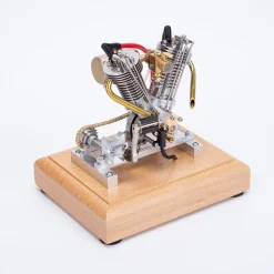 H08 Hoglet V2 Engine 4.2CC OHV V-Twin Four-Stroke Gasoline Engine Mini Retro Motorcycle Engine Model with Pedal Start