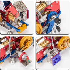 Horizontal Opposed Double-Cylinder Flame-Licker Suction Fire Vacuum Stirling Engine Power Generator Model Set