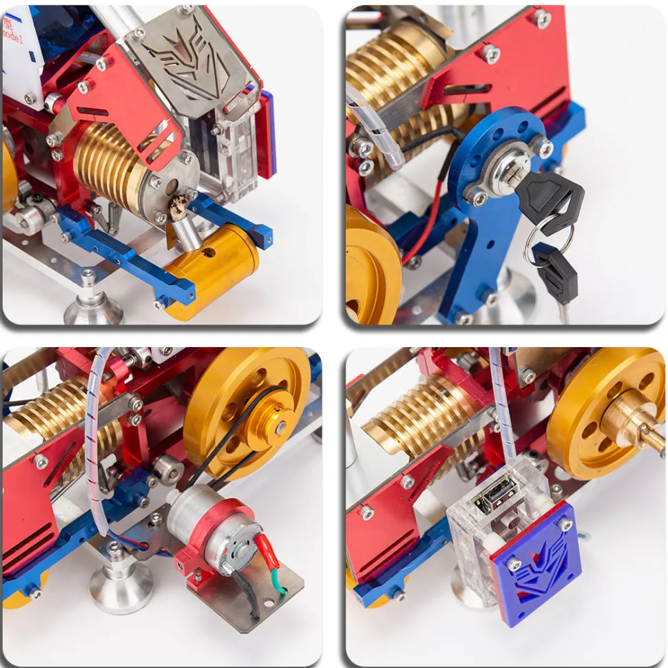 Horizontal Opposed Double-Cylinder Flame-Licker Suction Fire Vacuum Stirling Engine Power Generator Model Set