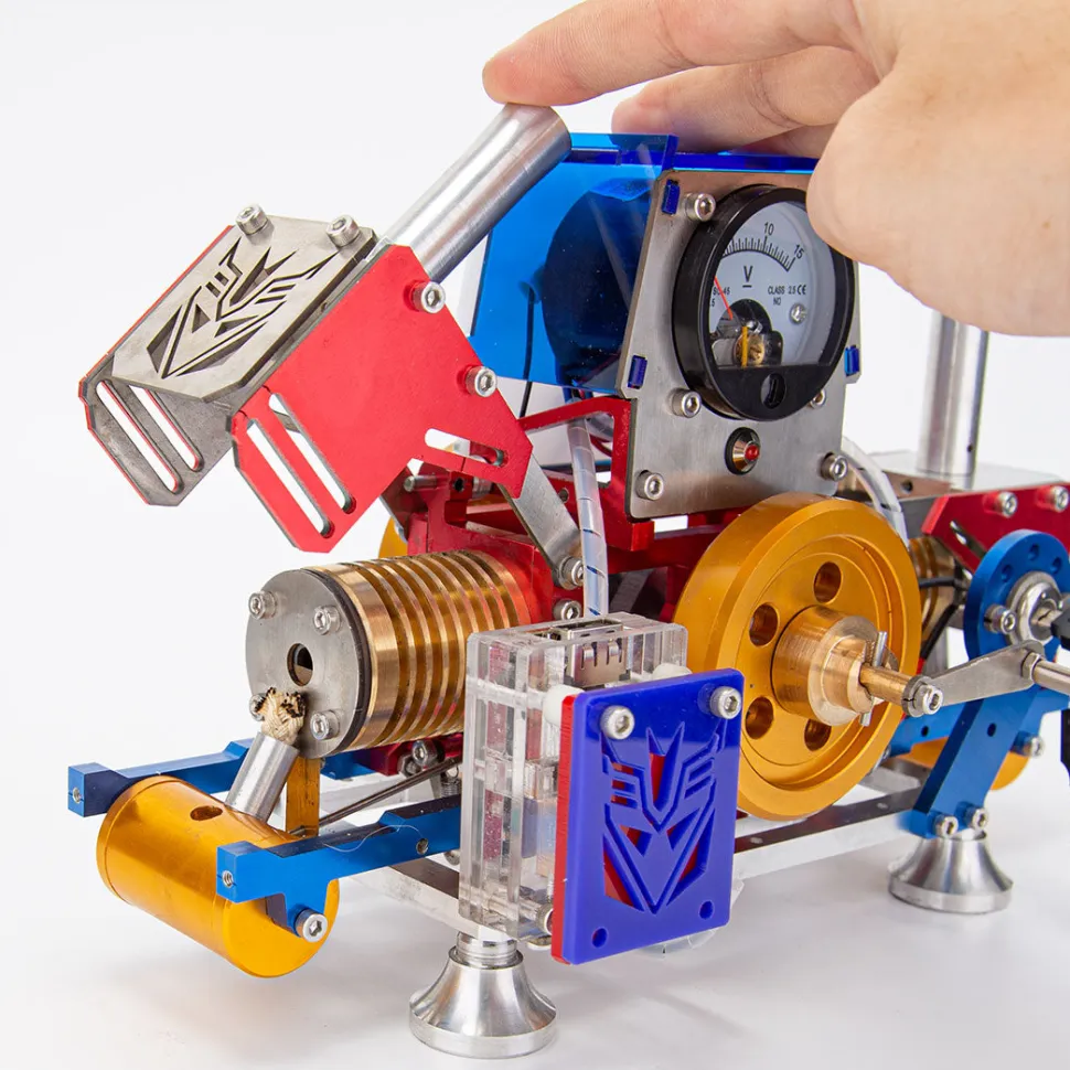 Horizontal Opposed Double-Cylinder Flame-Licker Suction Fire Vacuum Stirling Engine Power Generator Model Set